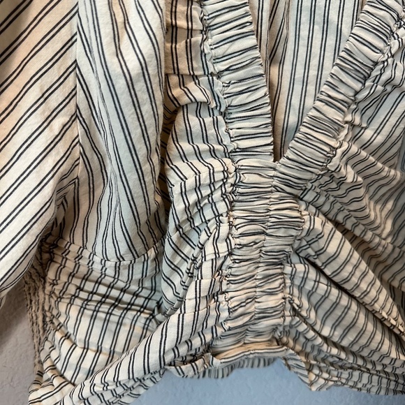 Free People Striped Blouse in Cream and Brown - Picture 3 of 8